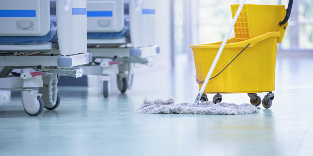 Cleaning,The,Patient,Room,In,A,Modern,Hospital,,Cleaner,,Hospital